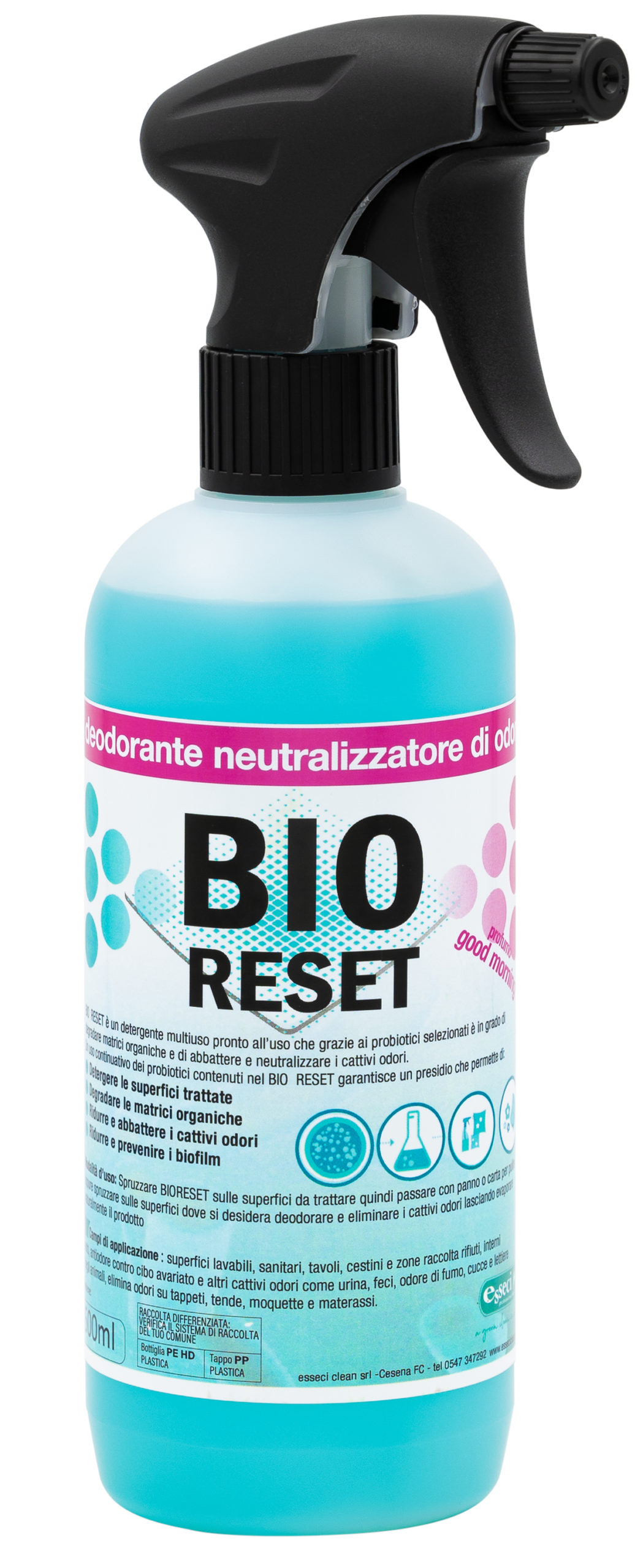 1047-1 ESSECI – BIO RESETDetergente neutralizzatore di odori 500 ml profumazione Good Morning